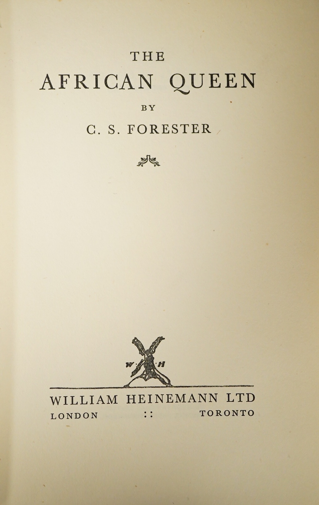 Forester, C.S. - The African Queen. 1st Edition. half title, original cloth, cr.8vo. William Heinemann, 1935